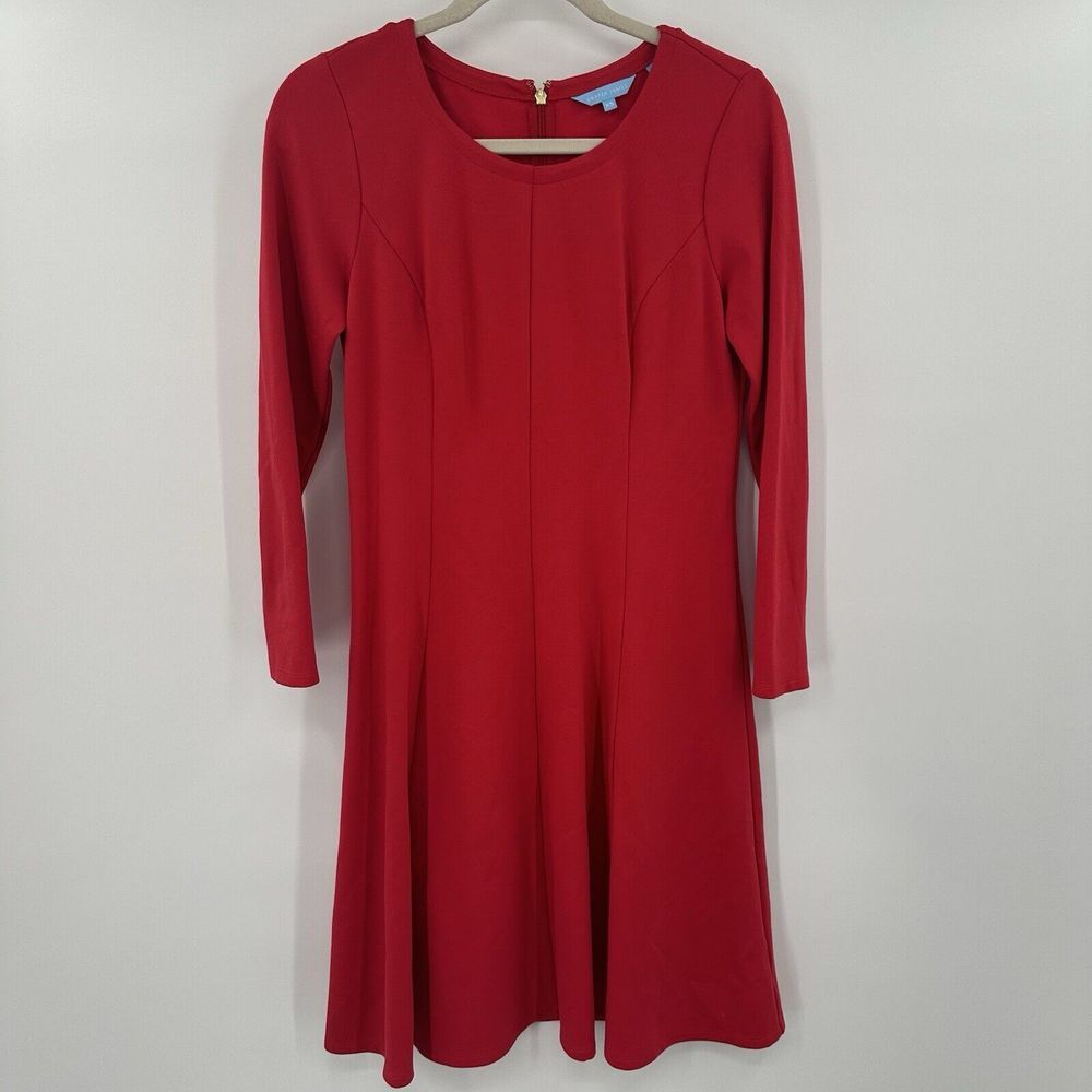 Draper James Red Holiday Long Sleeve Zip Up Dress Sz XS